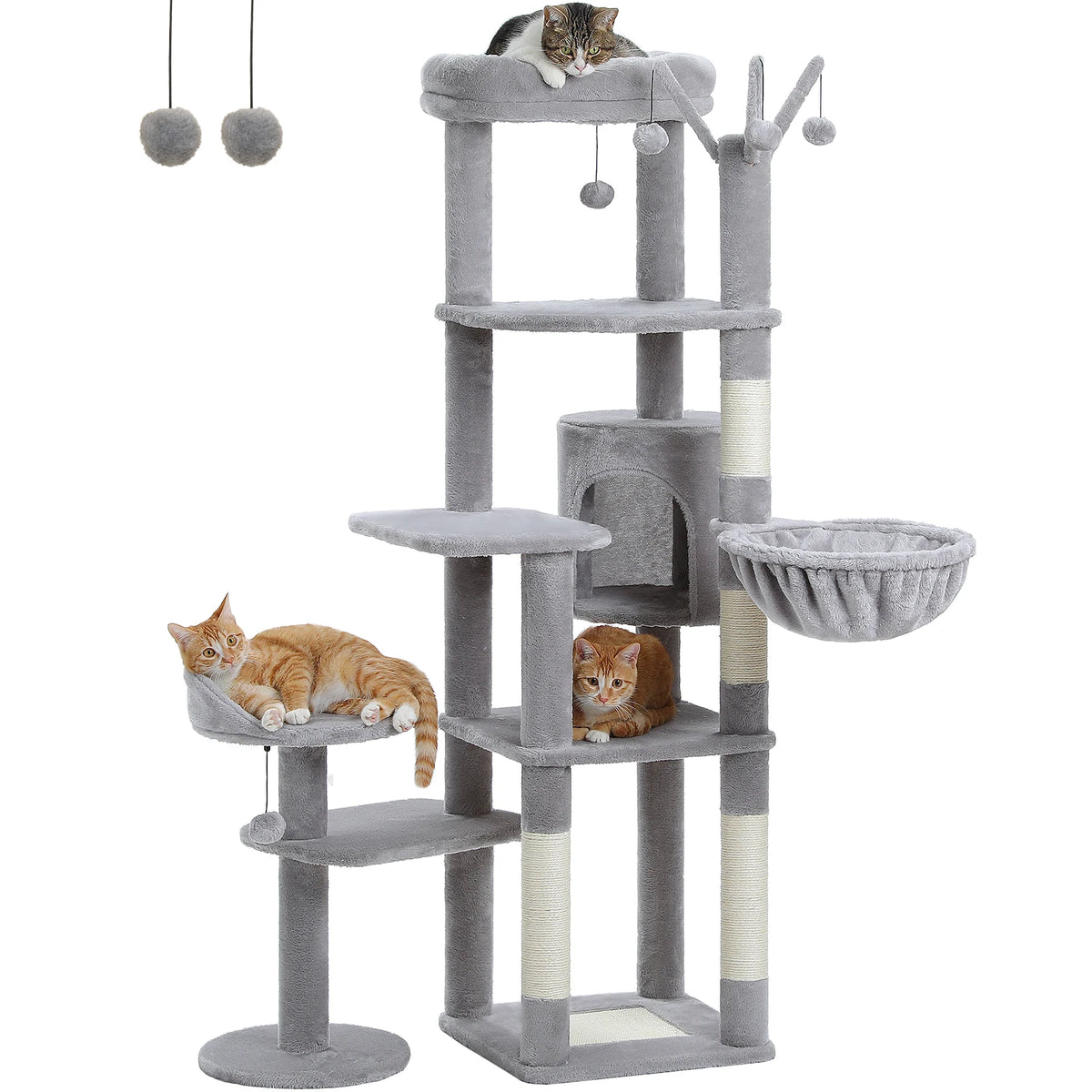 PEQULTI Multi-Level Cat Tree Scratching Post Hammock Perches