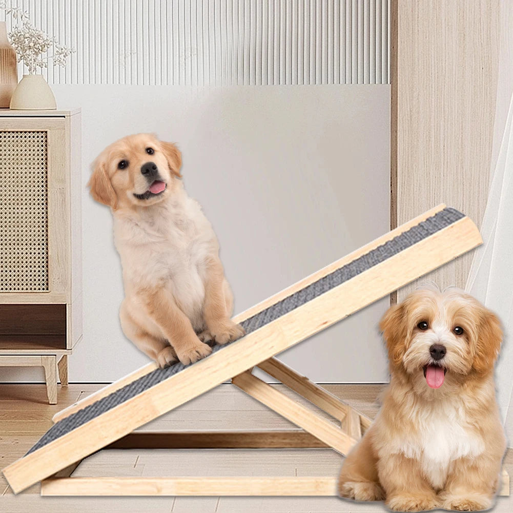 Adjustable Wooden Pet Ramp Portable Folding Ladder For Indoor Pets