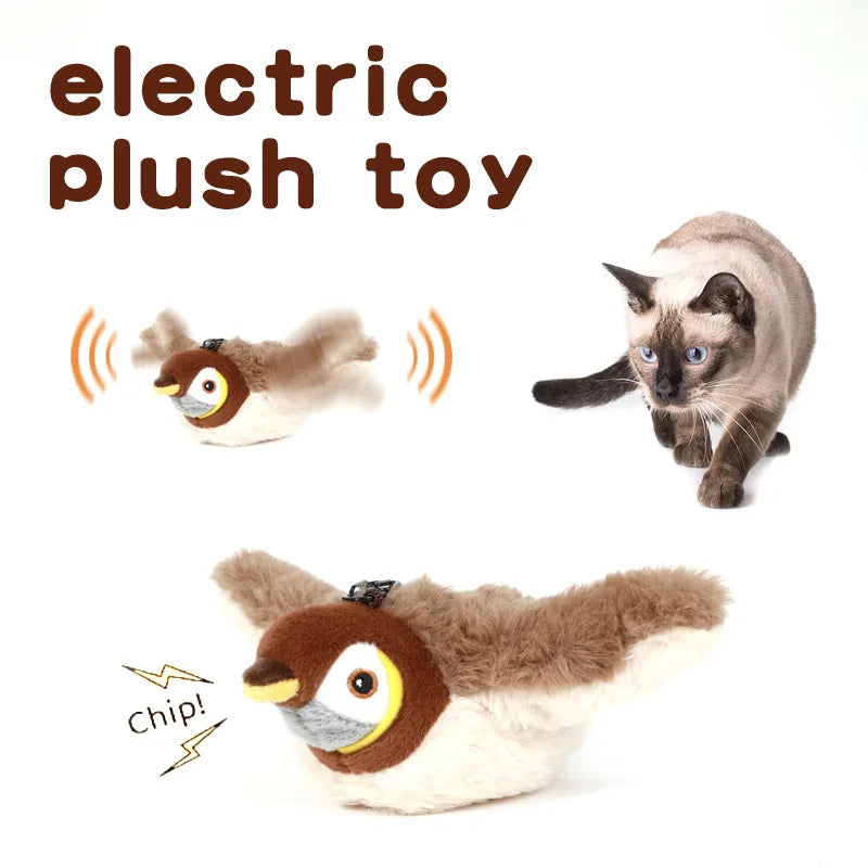 Interactive Chirping Simulated Plush Bird Toy For Cats And Dogs