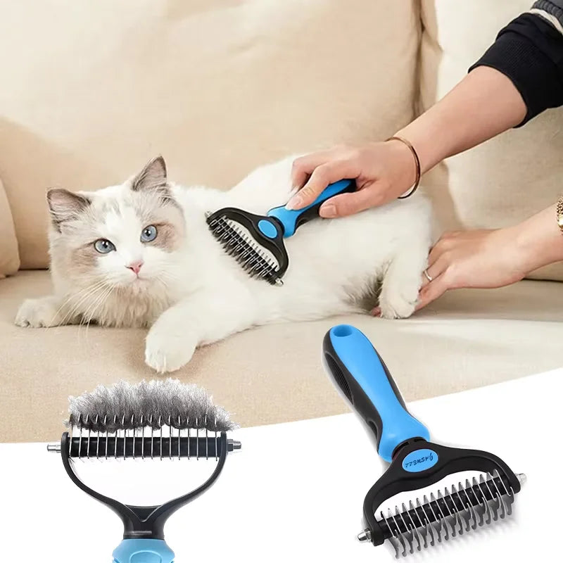 Dual Sided Pet Grooming Brush Tool For Tangle Removal