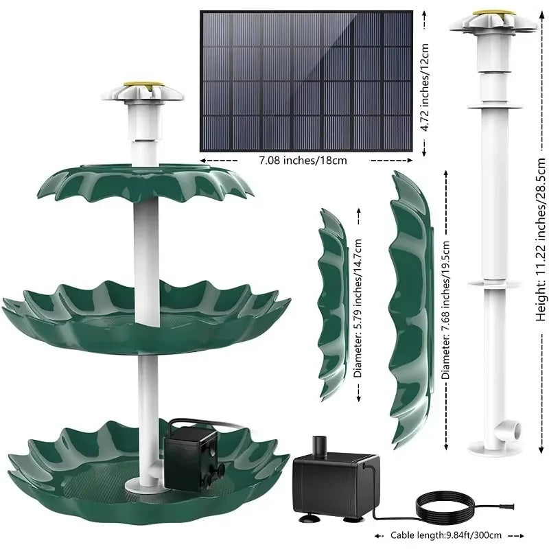 Solar Bird Bath Fountain With Detachable Water Landscaping Design
