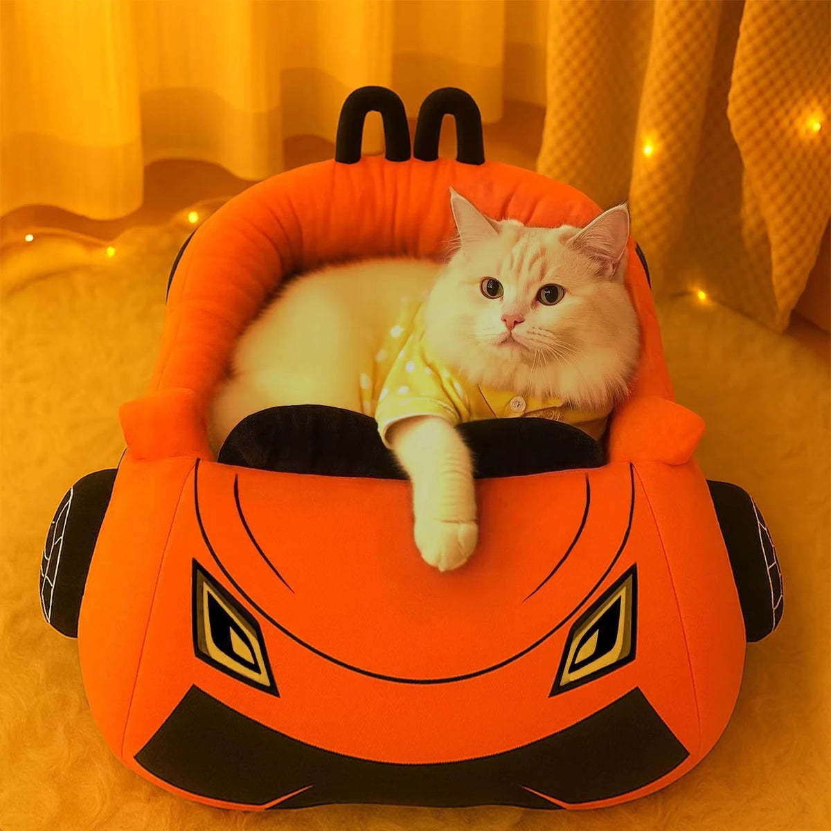 CWV Supercar Style Cat Bed With Soft Coral Fleece Cushion