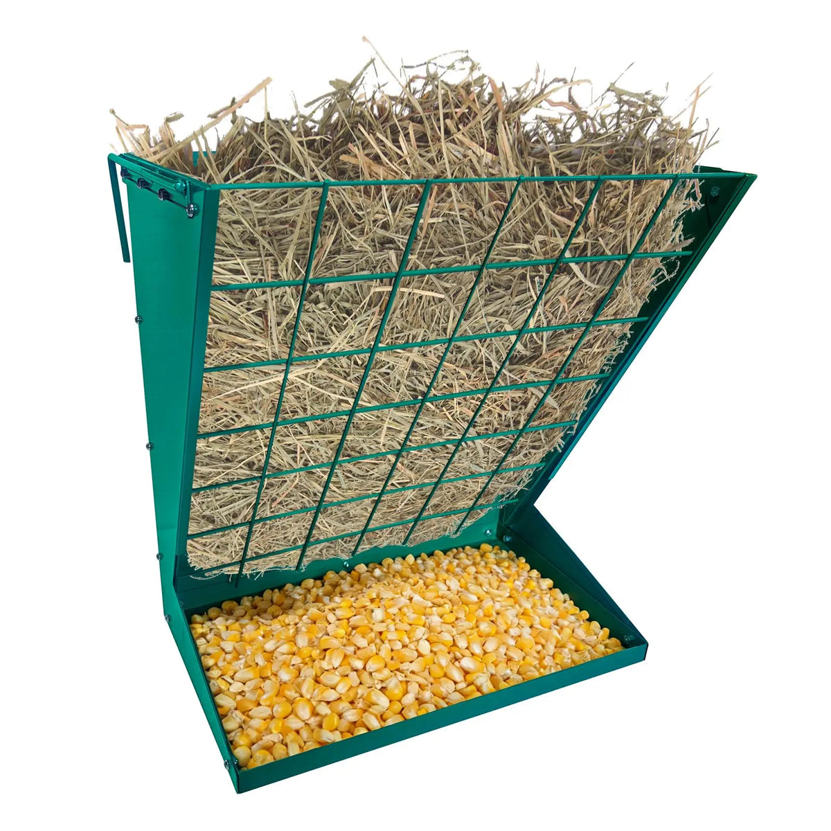 Hay Feeder for Goats, 2 in 1 Wall Mount Hay Rack Goat Feeder | Heavy Duty Galvanized Steel Hanging Feeders for Farm Livestock Goat Sheep Grain Indoor Outdoor Uses