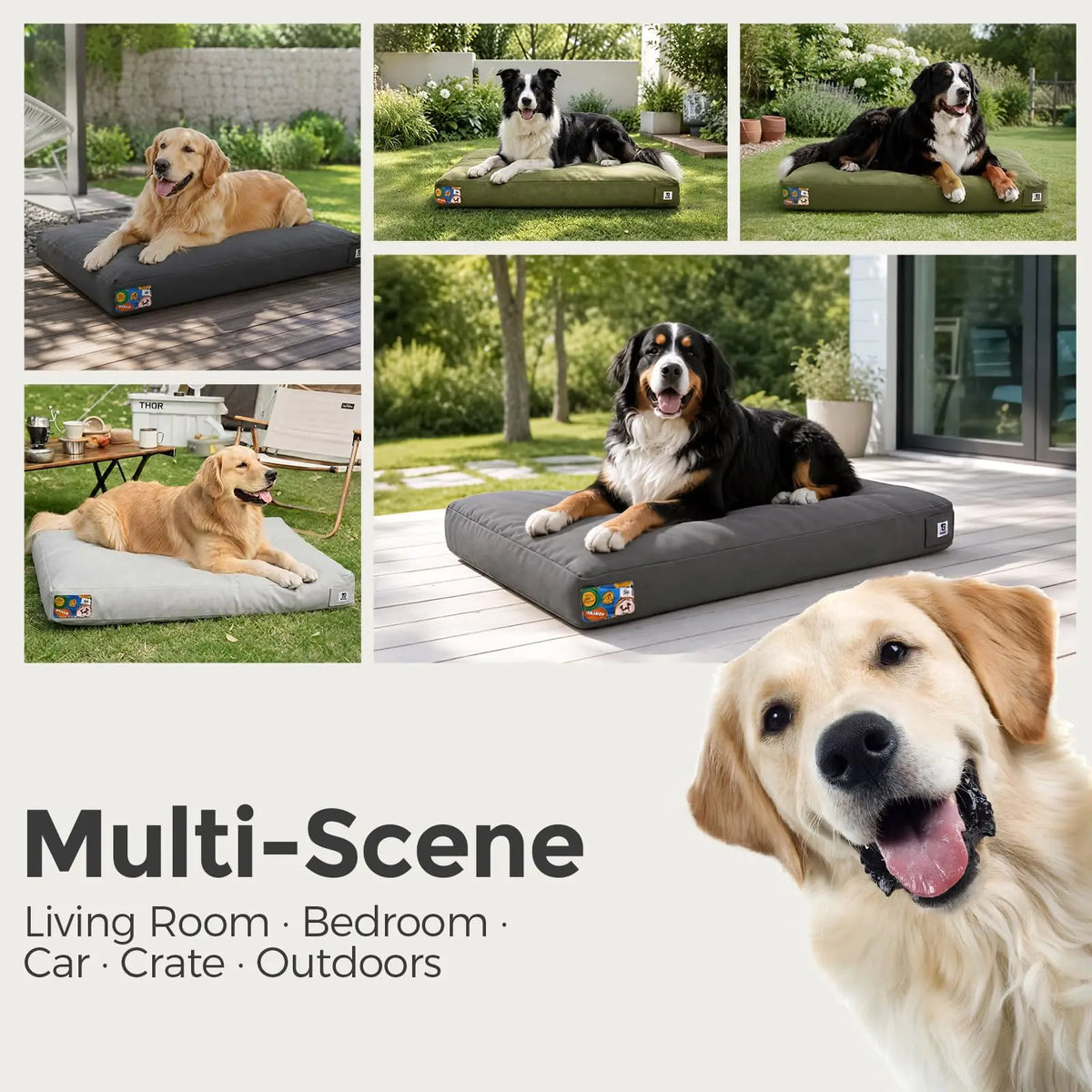 Durable Canvas Waterproof Dog Bed With Washable Removable Cover