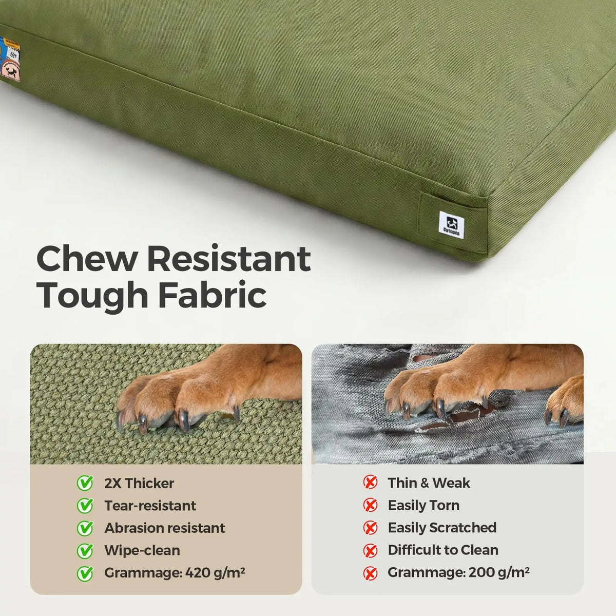 Durable Canvas Waterproof Dog Bed With Washable Removable Cover