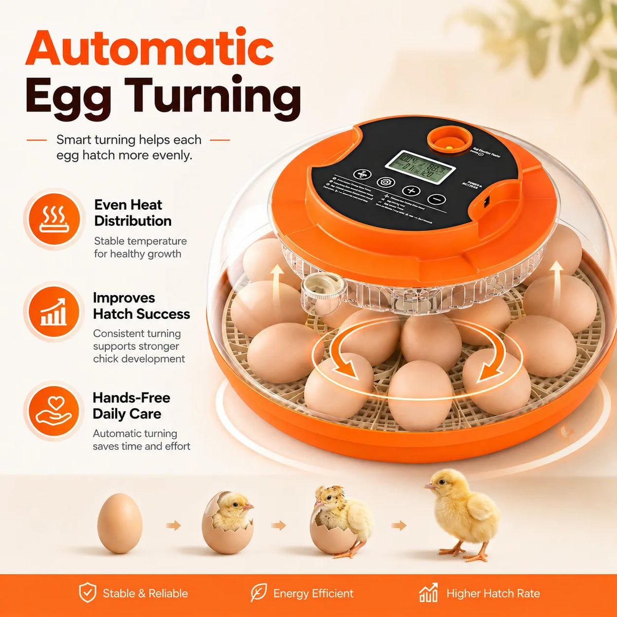 18-Egg Smart Incubator with Auto Turning, Humidity Control and Egg Candler,Smart Digital Temperature Humidity Control, Automatic Egg Turning, Transparent Small Poultry Hatcher, Home Incubator for Chicken Quail Duck Bird Eggs,