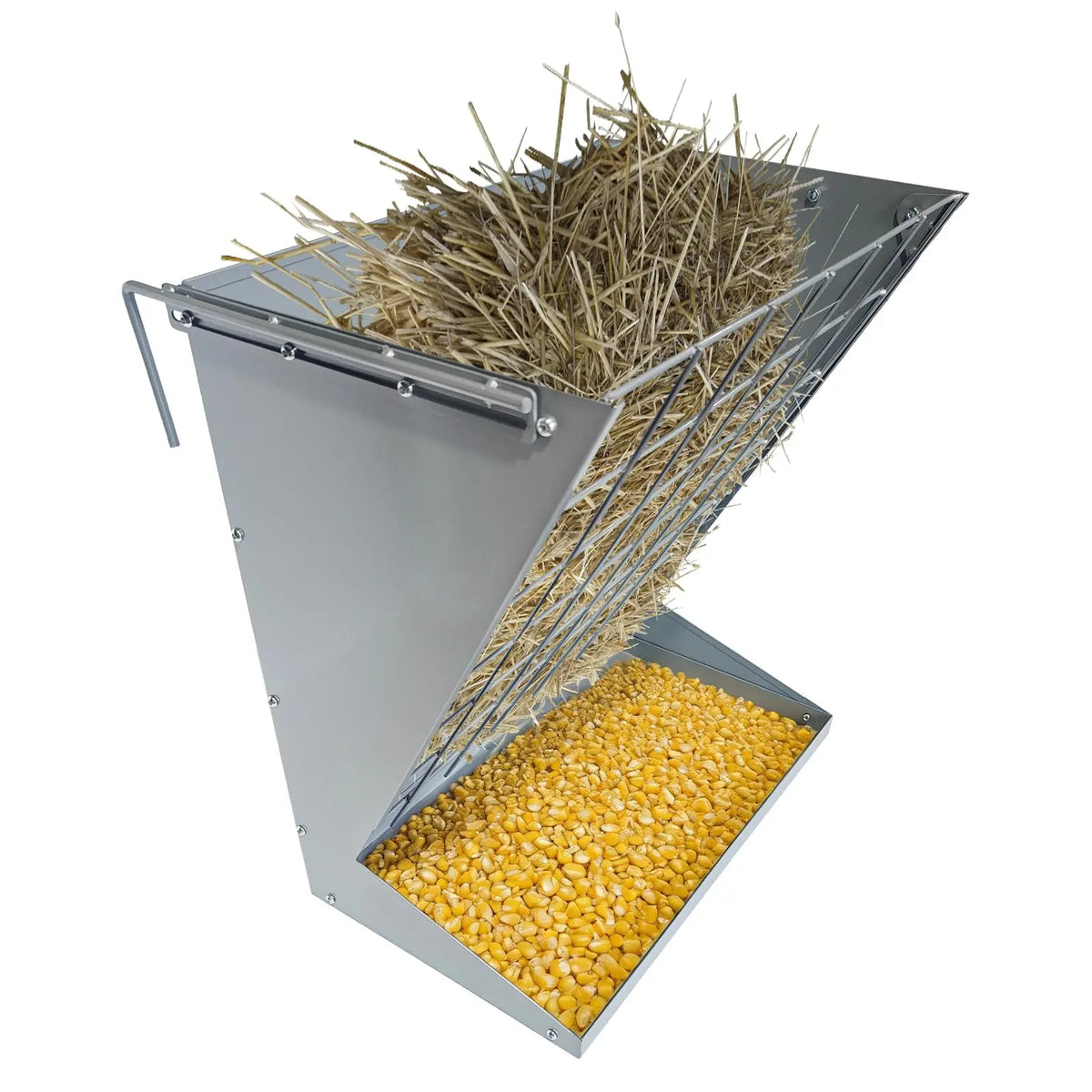 Hay Feeder for Goats, 2 in 1 Wall Mount Hay Rack Goat Feeder | Heavy Duty Galvanized Steel Hanging Feeders for Farm Livestock Goat Sheep Grain Indoor Outdoor Uses