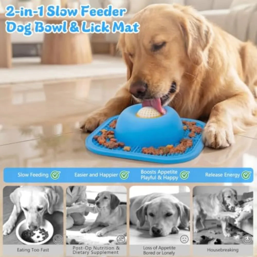 Interactive Slow Feeder Dog Bowl And Lick Mat For Treats