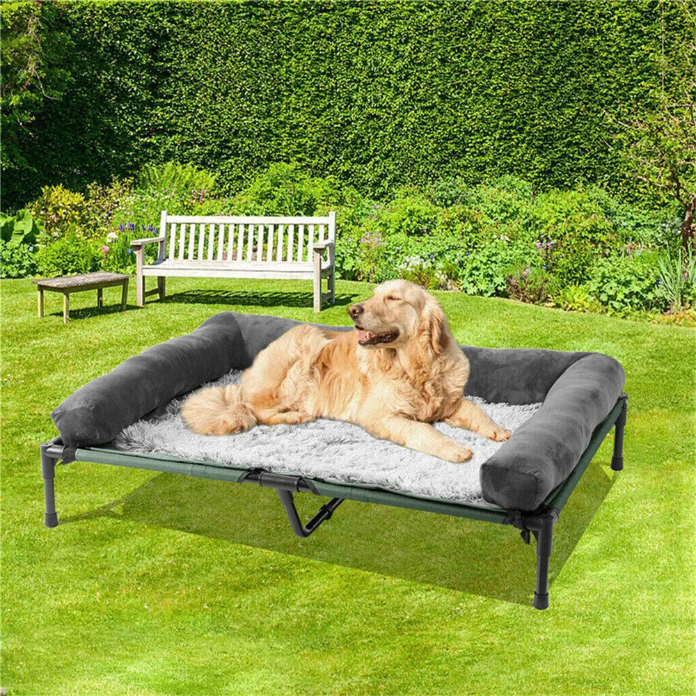BORWART Elevated Cooling Dog Bed With Removable Plush Cover