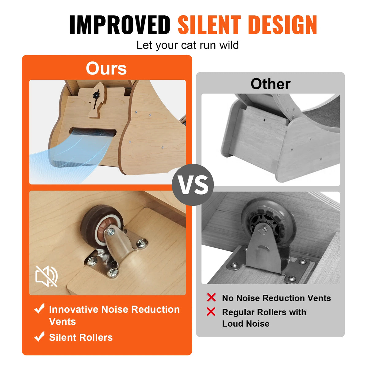 Wooden Cat Exercise Treadmill Wheel With Detachable Carpet And Teaser