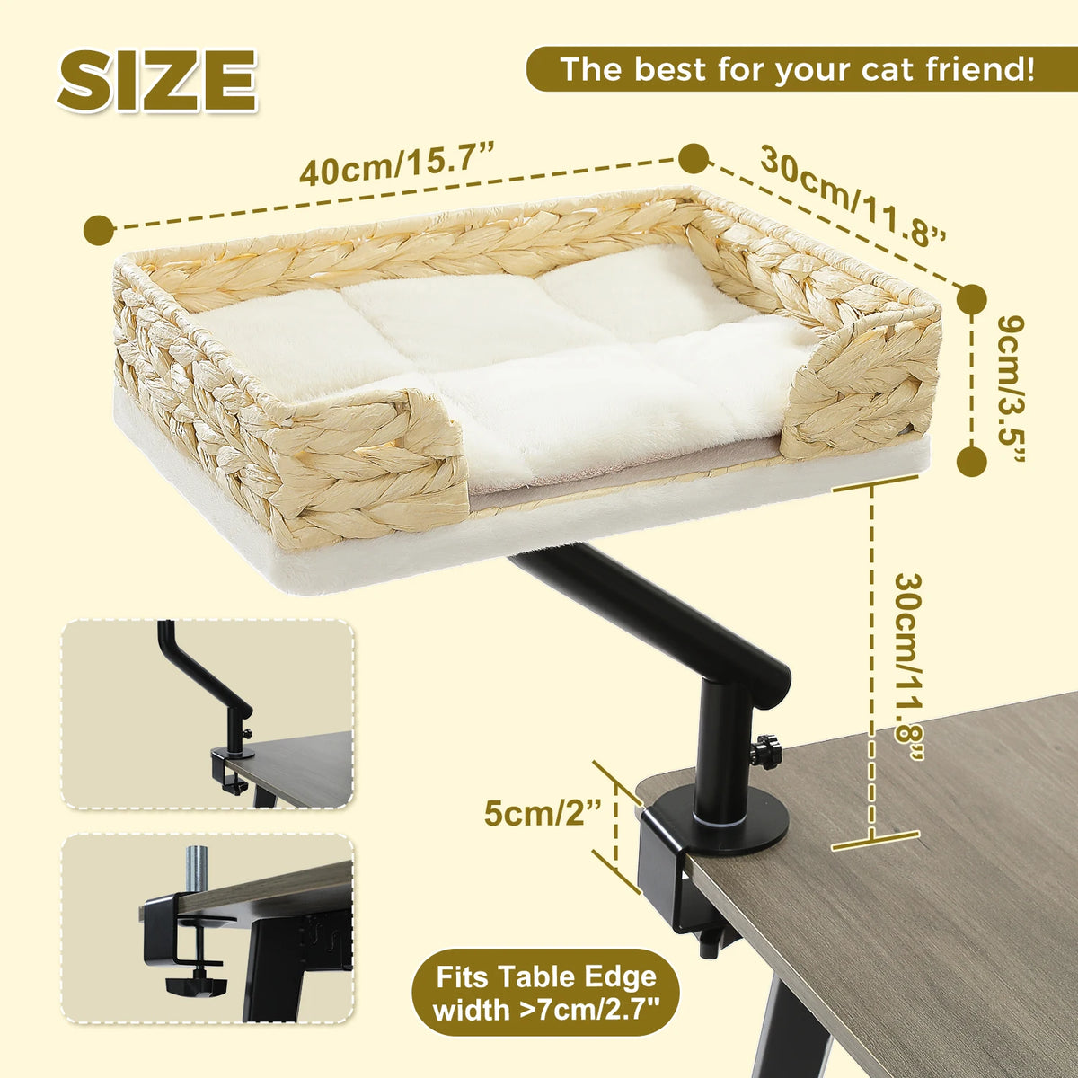 PAWZ Road Cat Desk Bed Rotatable Adjustable Plush Hammock Stand