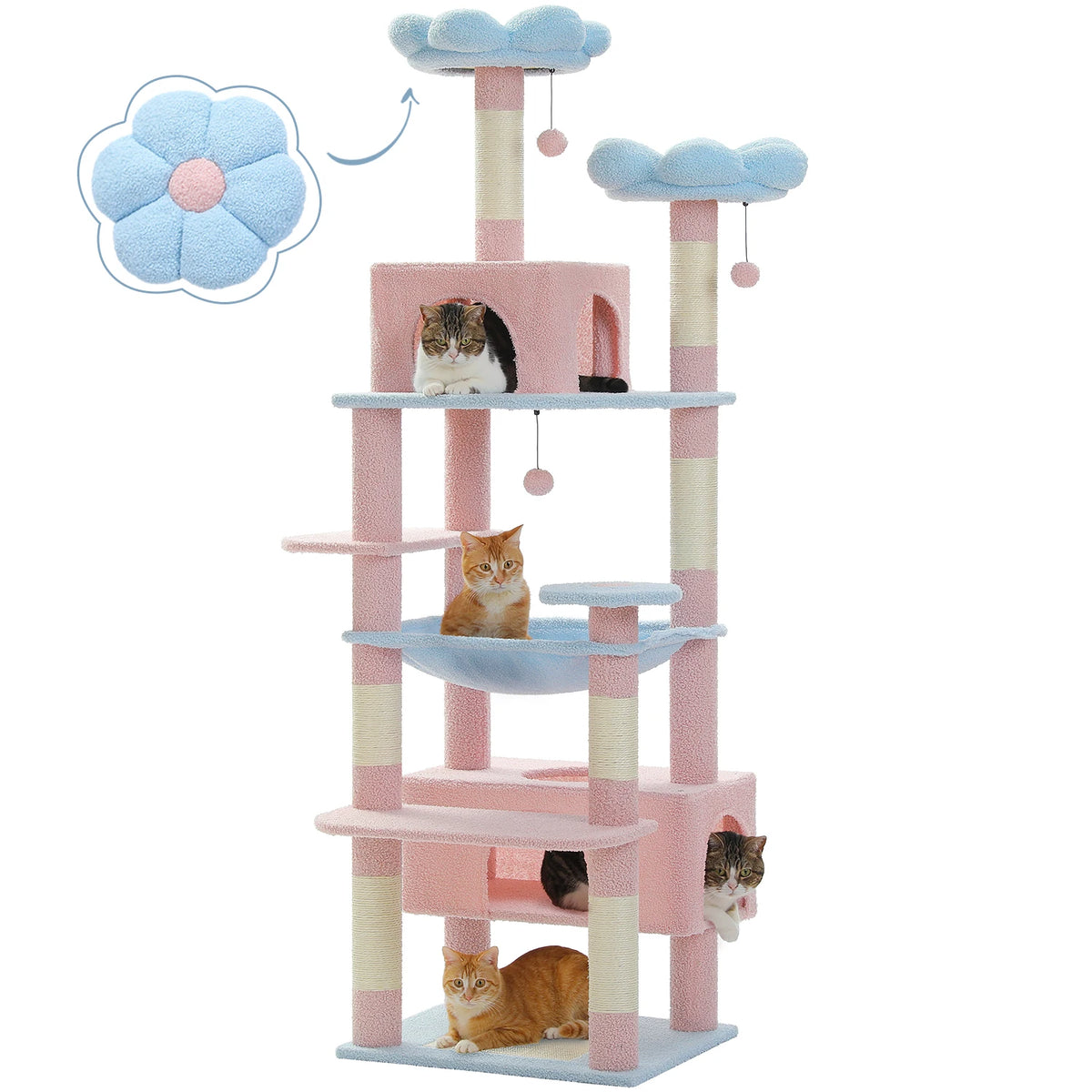 Petepela Cat Tree Tower With Sisal Posts And Hammock