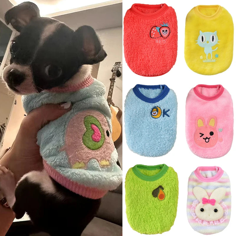 Printed Fleece Dog Sweater For Small Pets And Puppies