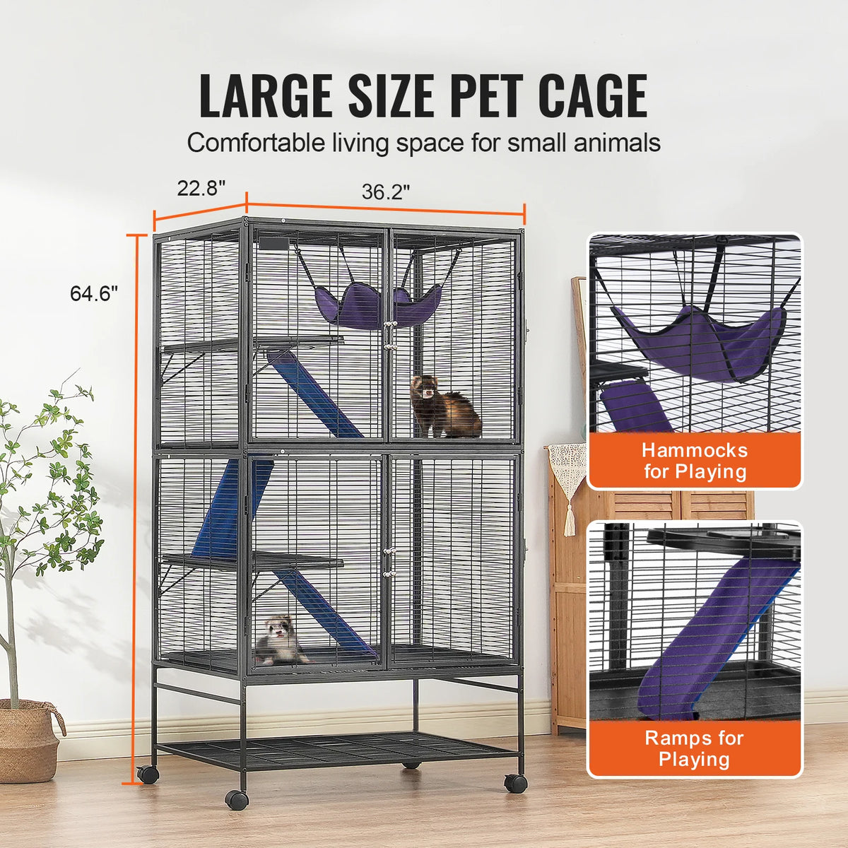 SucceBuy Four Tier Rolling Metal Cage For Small Pets