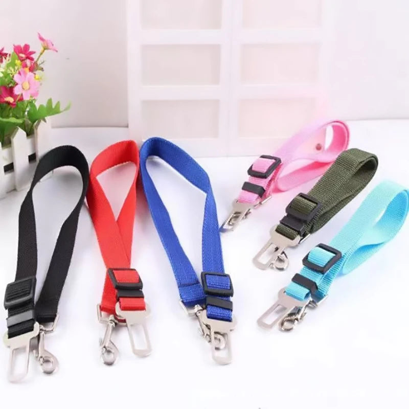 New Dog Car Belt Cat Car Seat Belt Pet Seat Vehicle Dog Harness Lead Clip Safety Lever Traction Dog Collars GXQ05