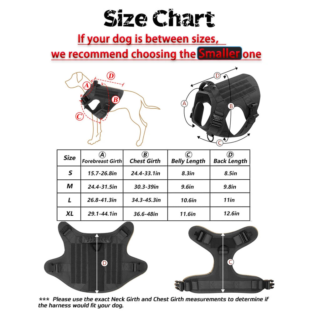 Petraavel Tactical Dog Harness With Molle Padded Quick Release System