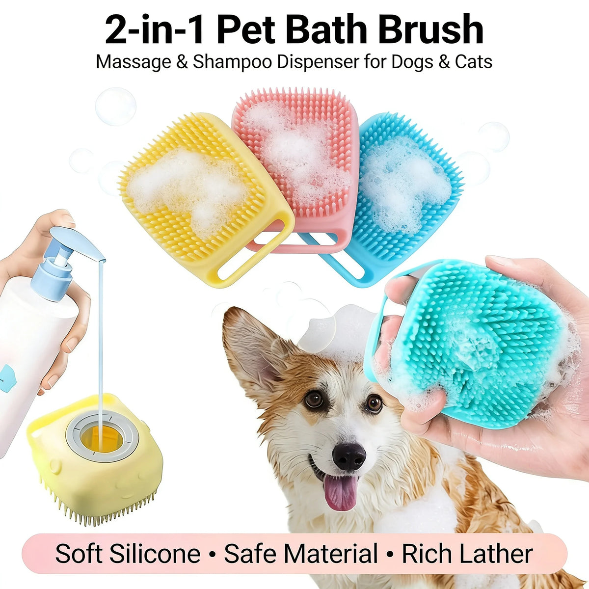 Silicone Massage Gloves For Pet Bathing And Fur Grooming Care