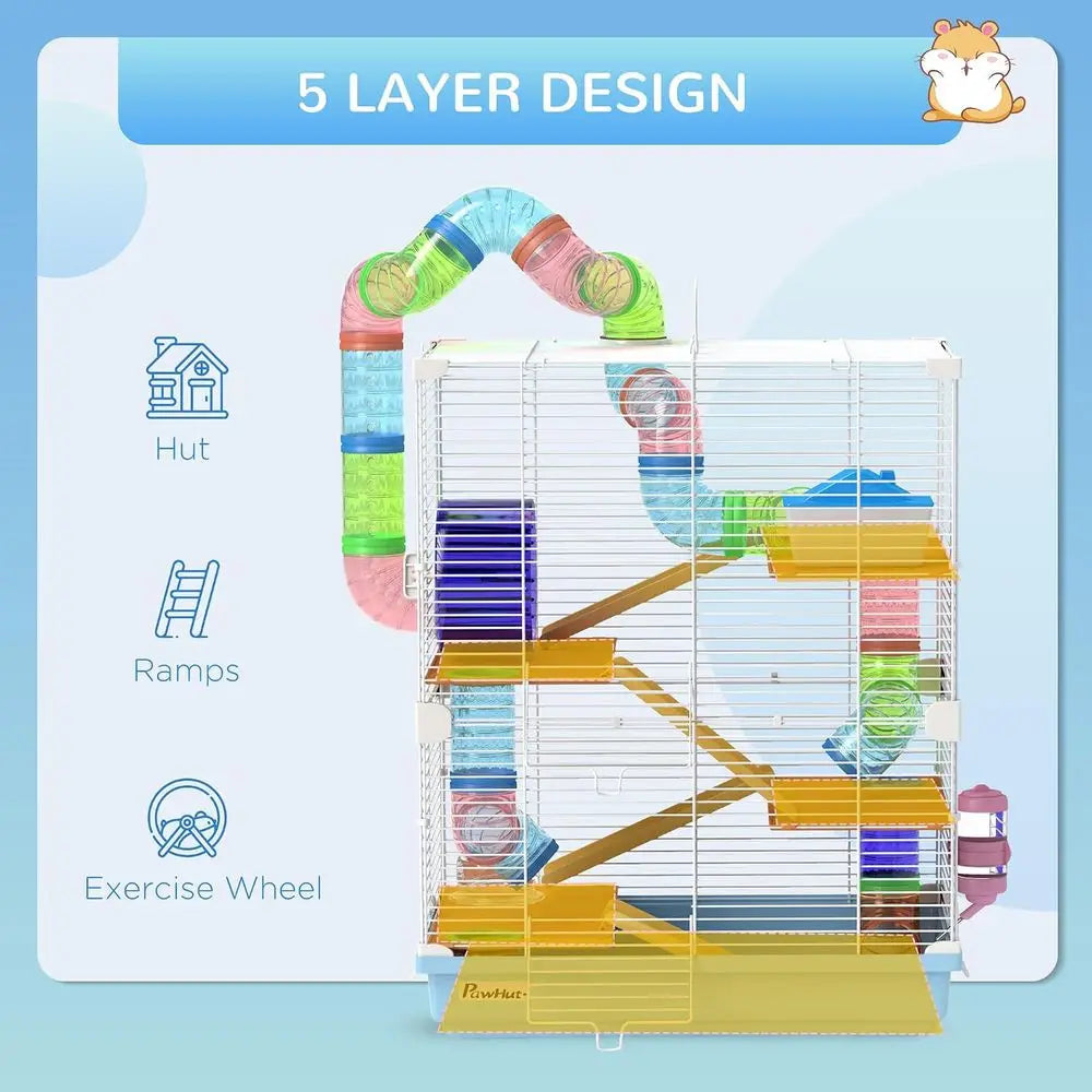 Robust Five Tier Hamster Cage With Tubes And Carry Handle