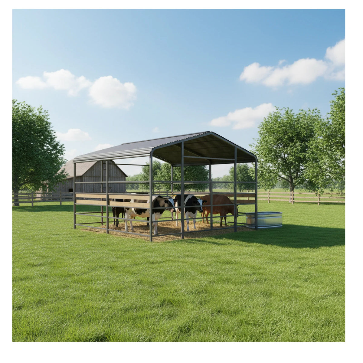 Heavy Duty Galvanized Steel Livestock Shelter Wind Resistant