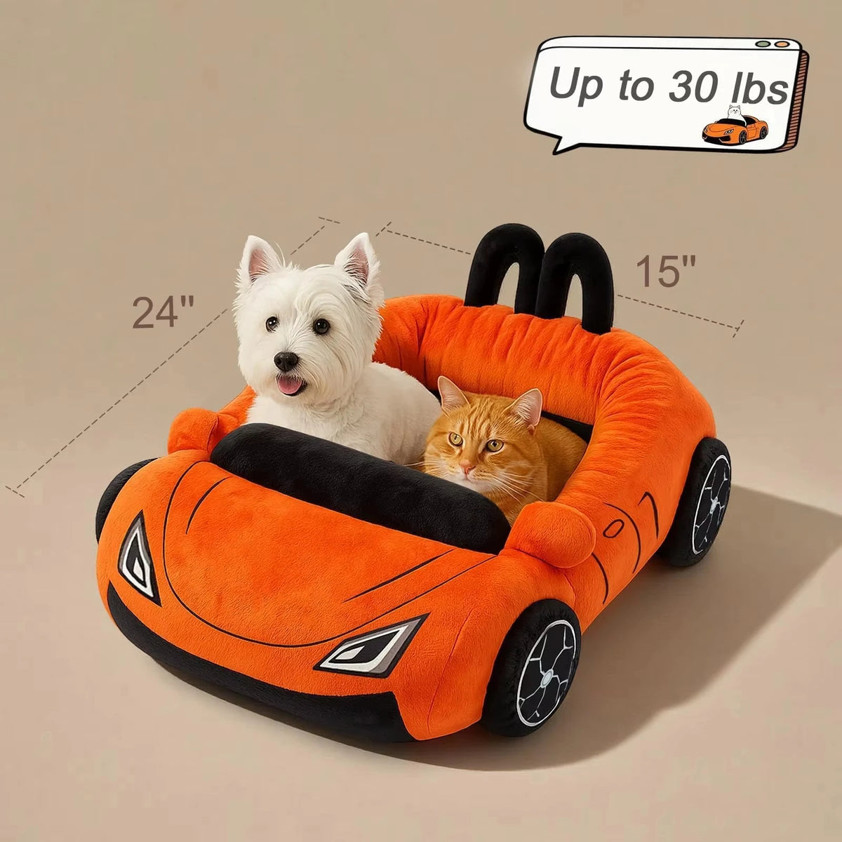 CWV Supercar Style Cat Bed With Soft Coral Fleece Cushion