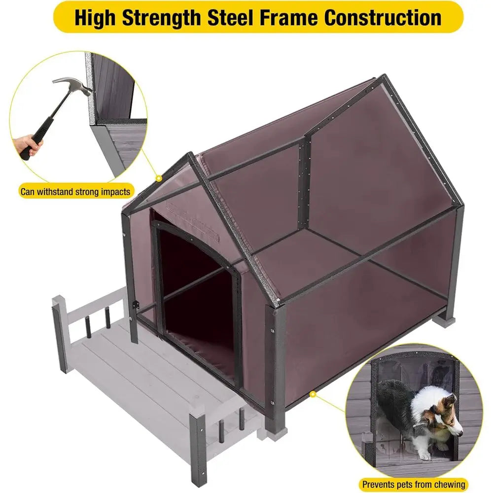 Dog House Outdoor, Insulated Dog Kennel Outside or Large Breed, 50.87" L Weatherproo Large Dog Shelter with Anti-Chewing Iron e