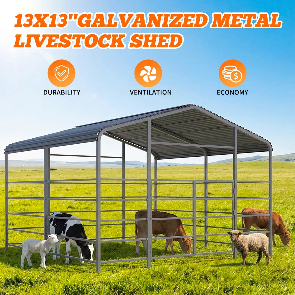 Heavy Duty Galvanized Steel Livestock Shelter Wind Resistant