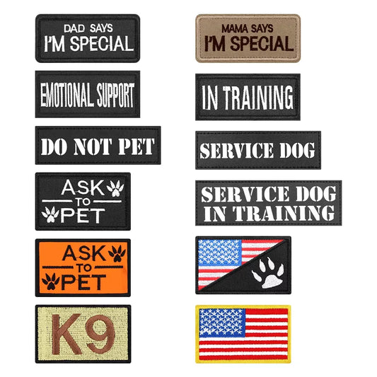 12 Piece Custom Tactical Dog Vest Velcro Patch Bundle
