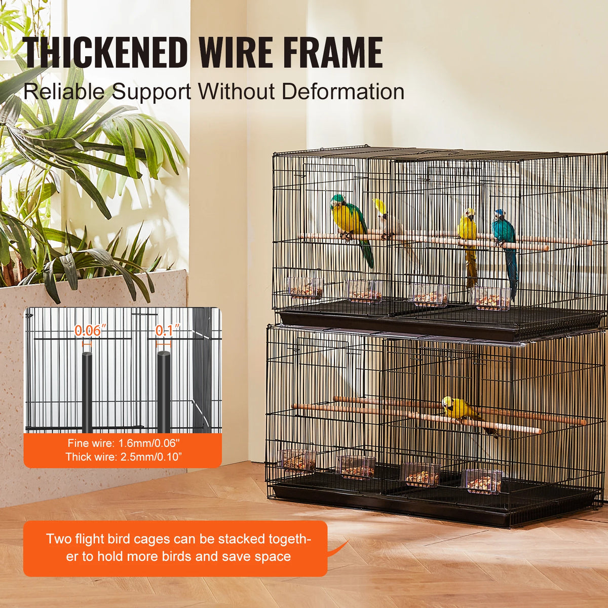 SucceBuy Divided Stackable Bird Cage With Handle And Perch