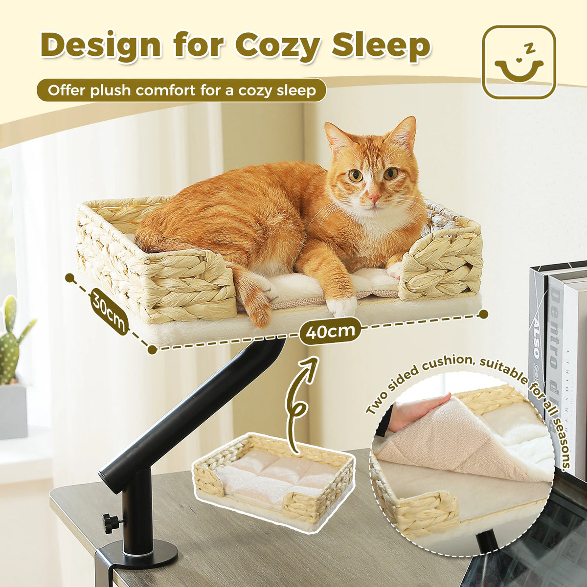 PAWZ Road Cat Desk Bed Rotatable Adjustable Plush Hammock Stand