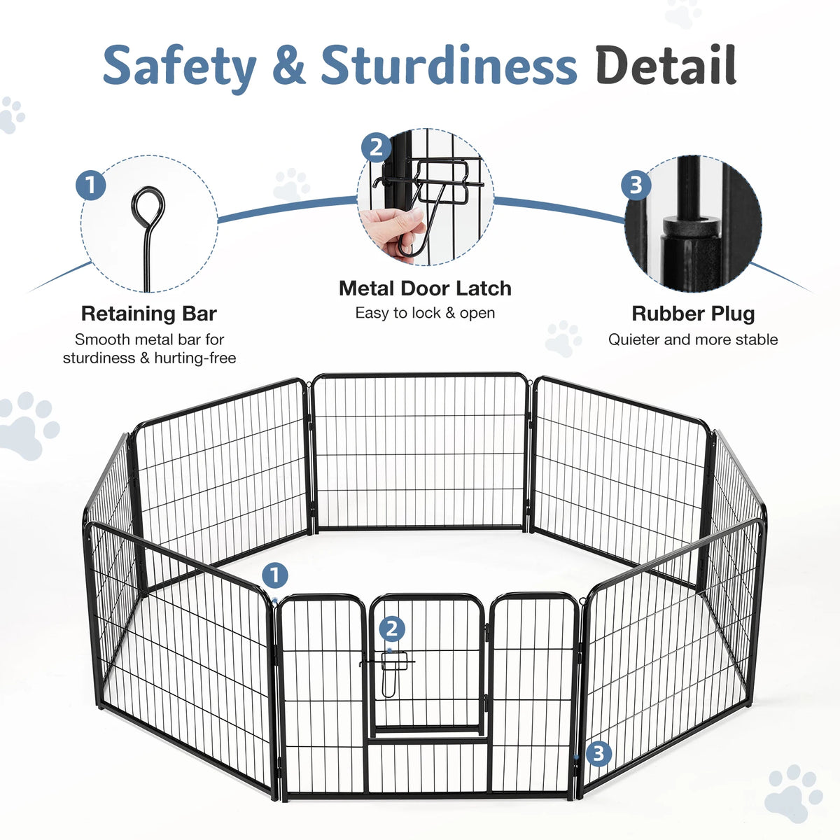 JHK Metal Foldable Dog Playpen Pet Fence For Outdoor Use