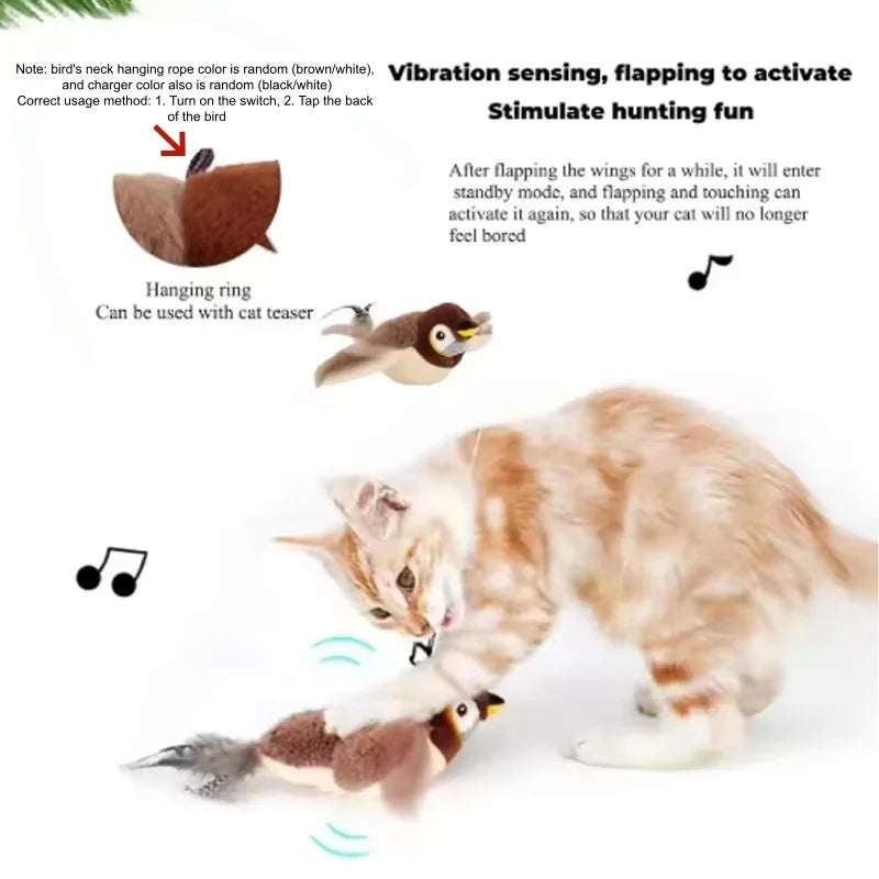 Interactive Chirping Simulated Plush Bird Toy For Cats And Dogs