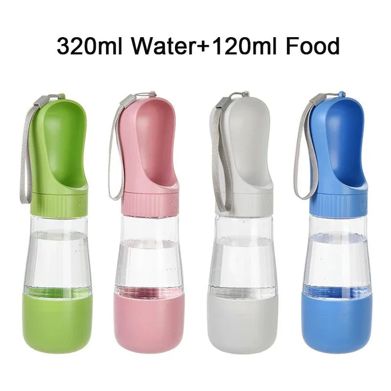 Portable Dog Water Bottle With Food Container For Travel Use