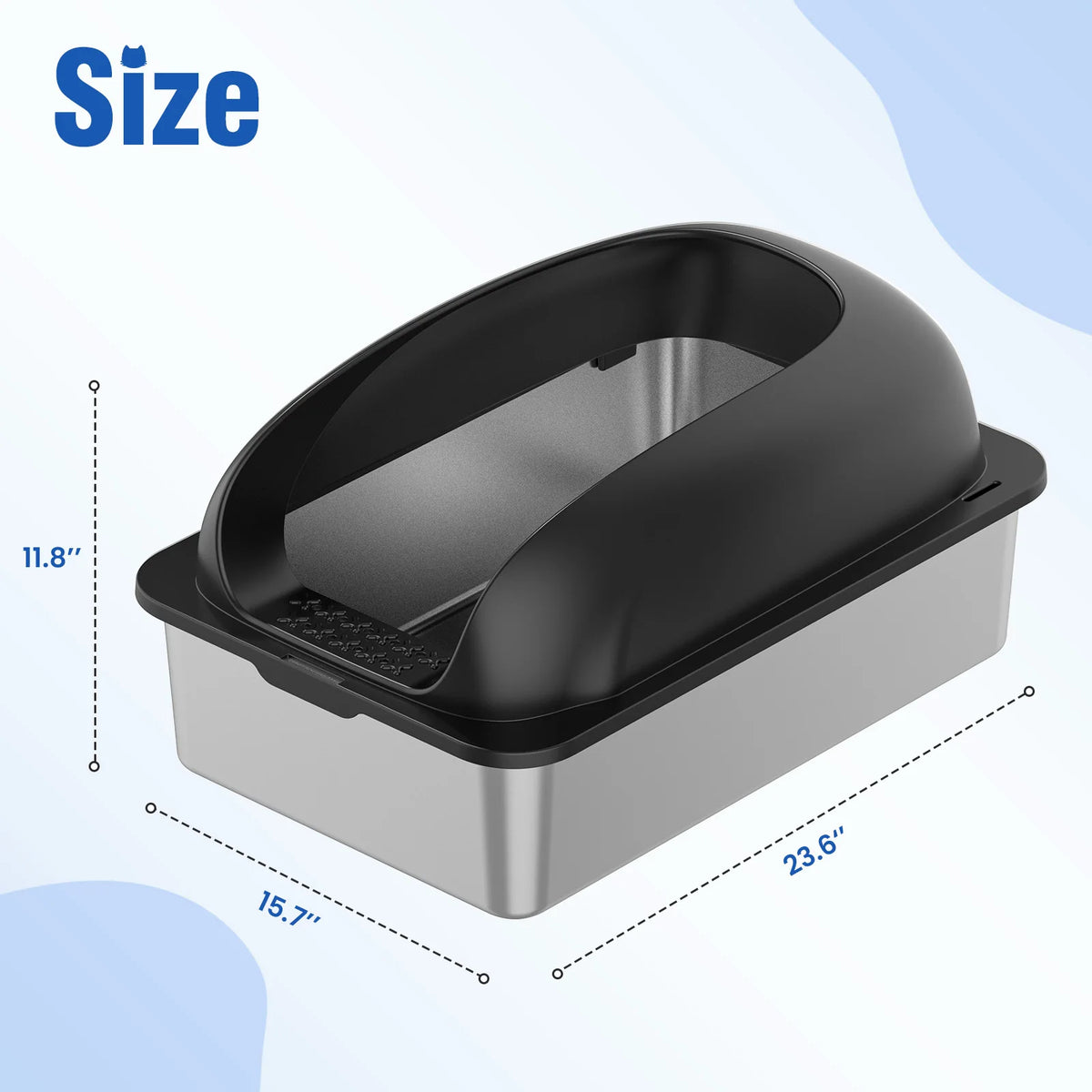 JHK Stainless Steel Cat Litter Box With Lid And Scoop