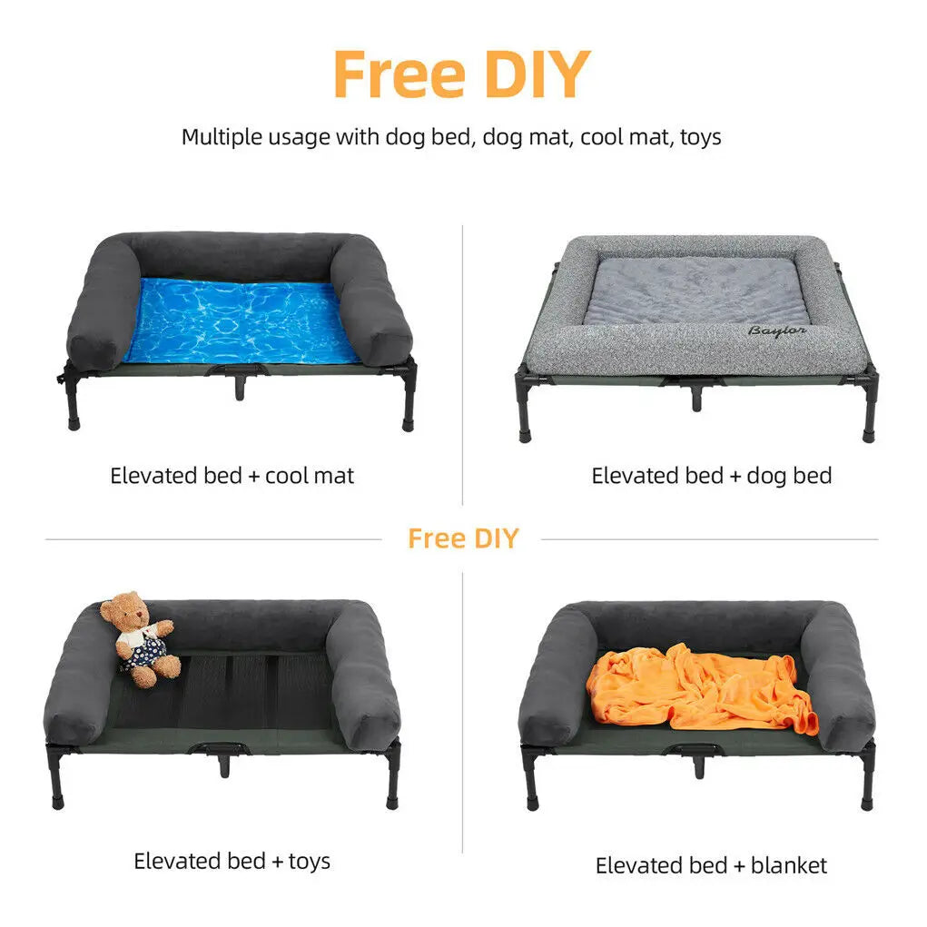 BINGOPAW Elevated Cooling Dog Bed With Breathable Mesh Bolster
