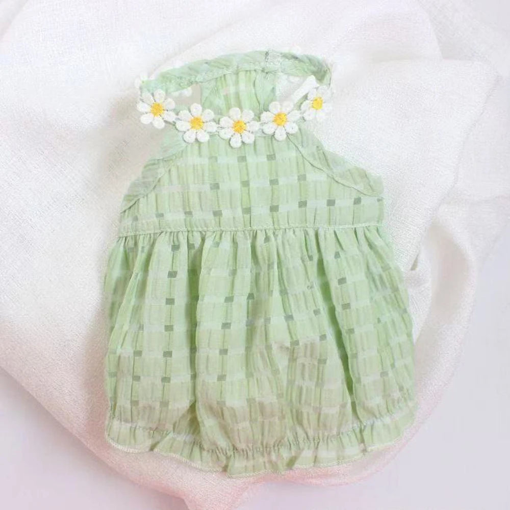 Breathable Floral Wreath Collar Pet Dress For Dogs And Cats