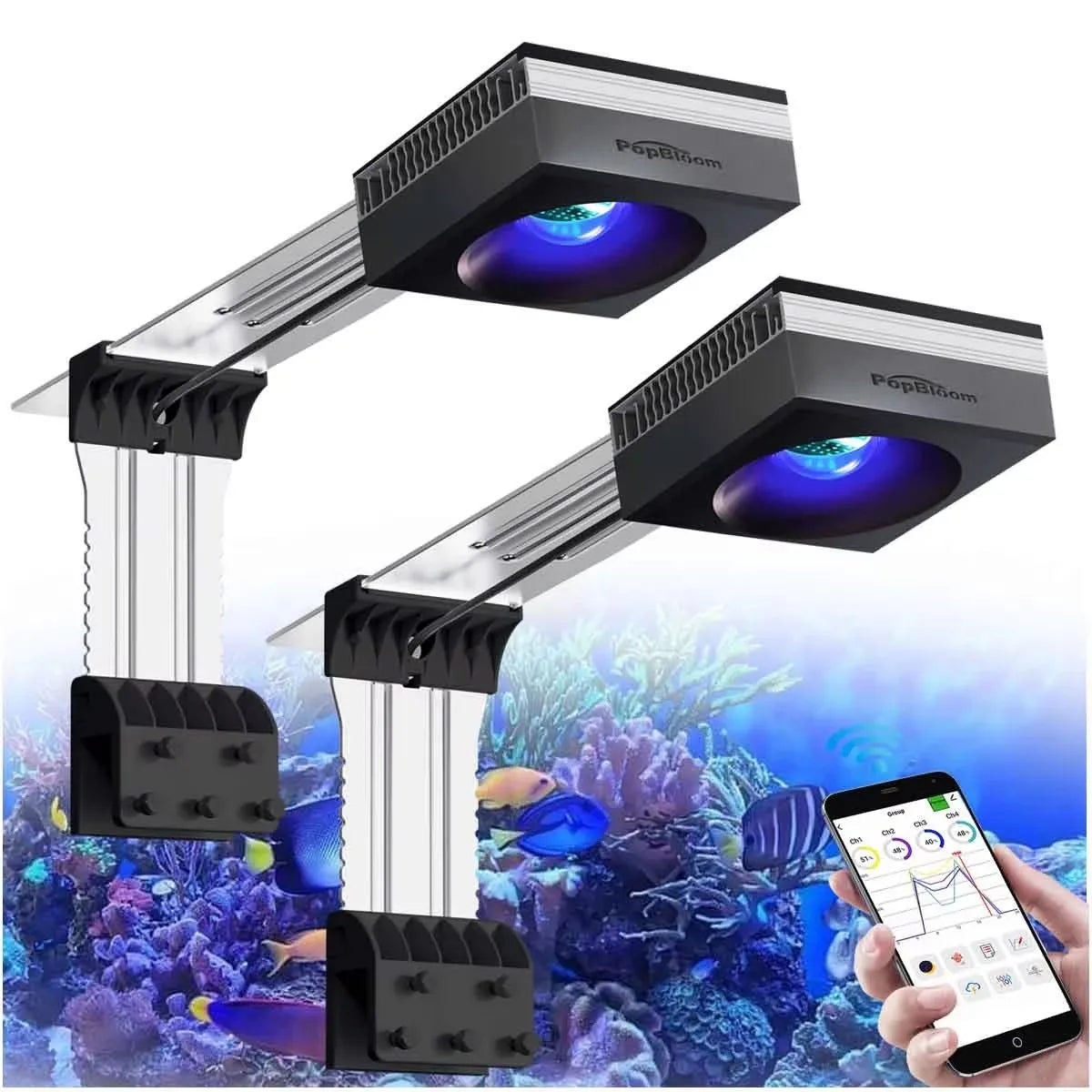 PopBloom RL90 WiFi LED Reef Aquarium Light For Coral Growth