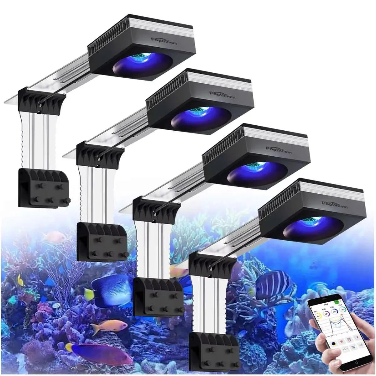 PopBloom RL90 WiFi LED Reef Aquarium Light For Coral Growth