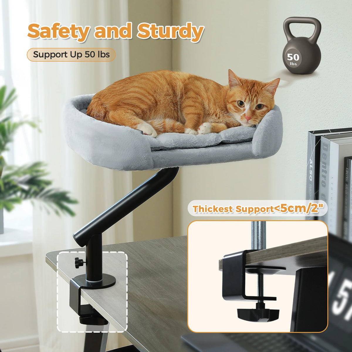 PAWZ Road Cat Desk Bed Rotatable Adjustable Plush Hammock Stand