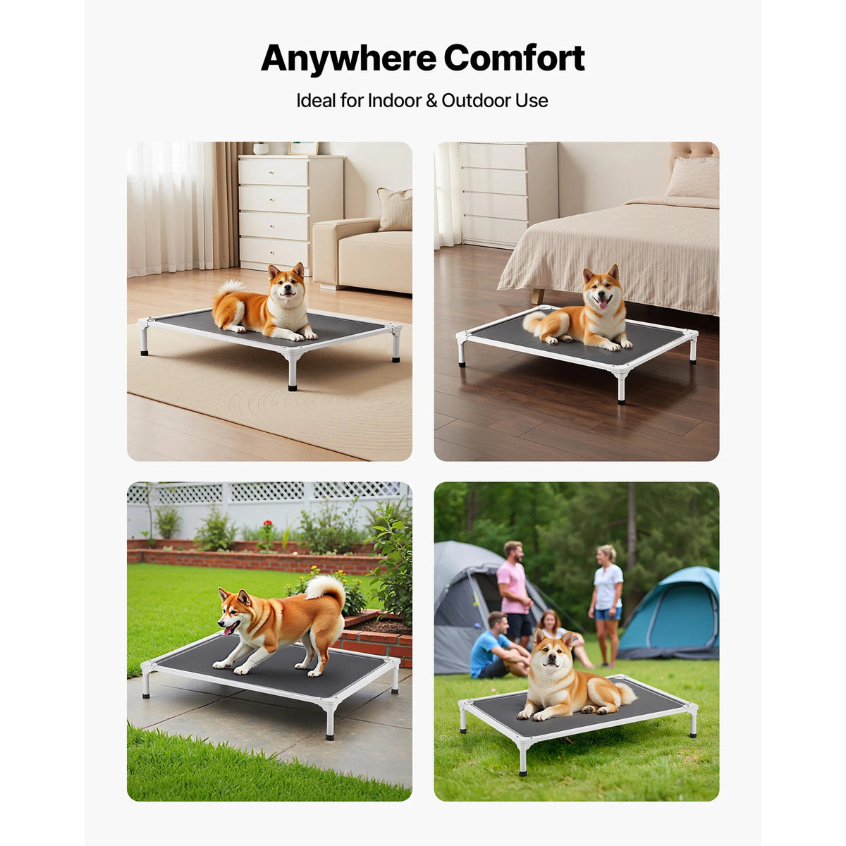 SucceBuy Elevated Dog Bed Portable Raised Cot With Breathable Mesh