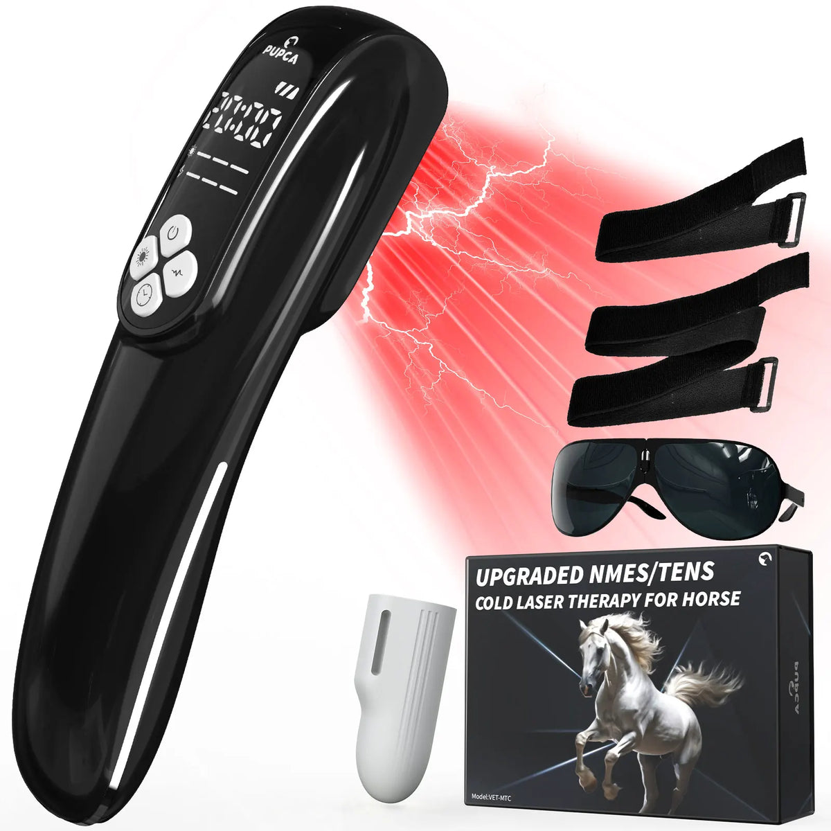4x808nm Laser Therapy Device for Horse Pets Humans Upgraded 3in1 Red Light Therapy Device Muscle Recovery Joint Pain Relief Skin Health Care Portable Veterinary Equine Dog Care Pain Relief Machine Body Healing Tool