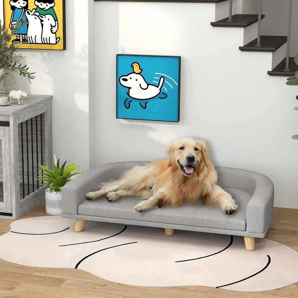 Luxury Wooden Pet Sofa Bed With Washable Cover For Dogs