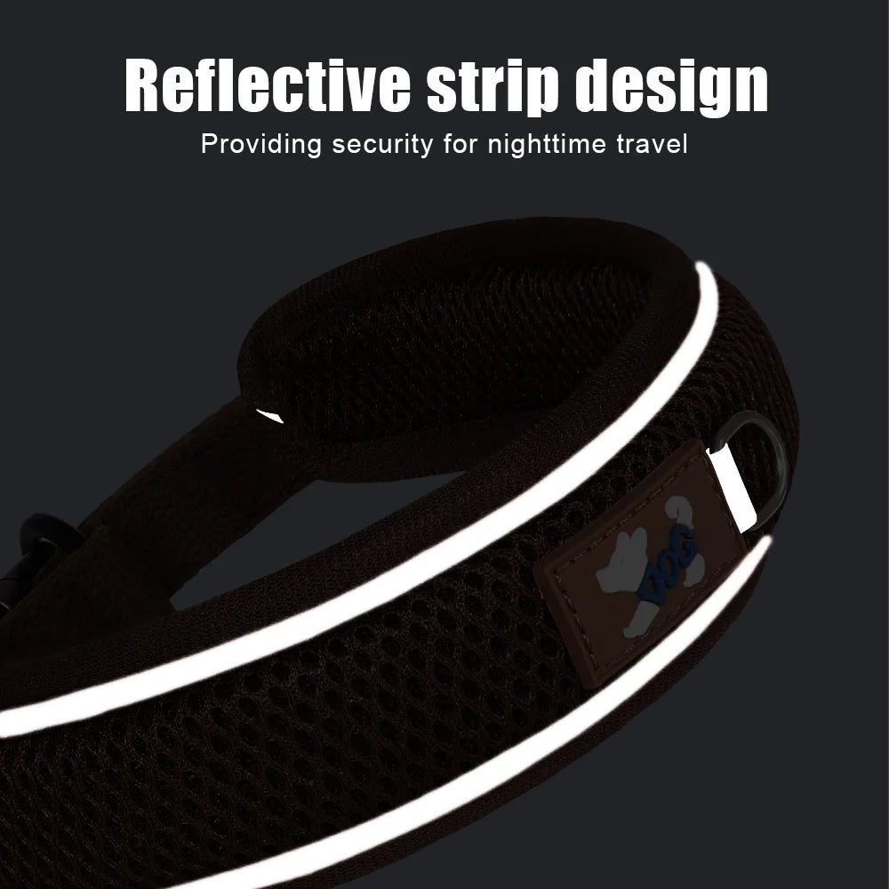 Personalized Dog Collar Mesh Breathable Dog Collars Reflective Pet Necklace Durable For Small Medium Large Dogs Free Engraving
