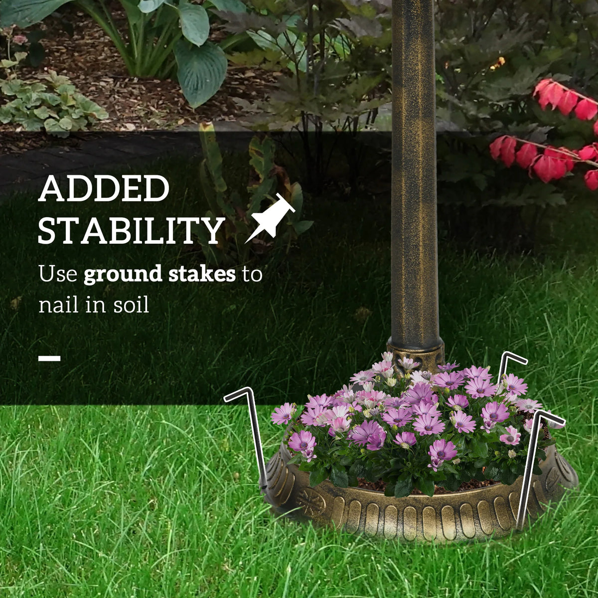 Outsunny Antique Bird Bath With Planter Pedestal And Twin Basins