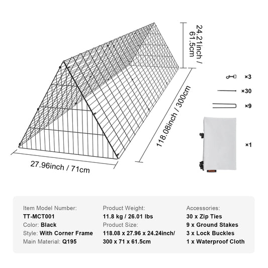 SucceBuy Portable Iron Chicken Tunnel For Outdoor Garden Use