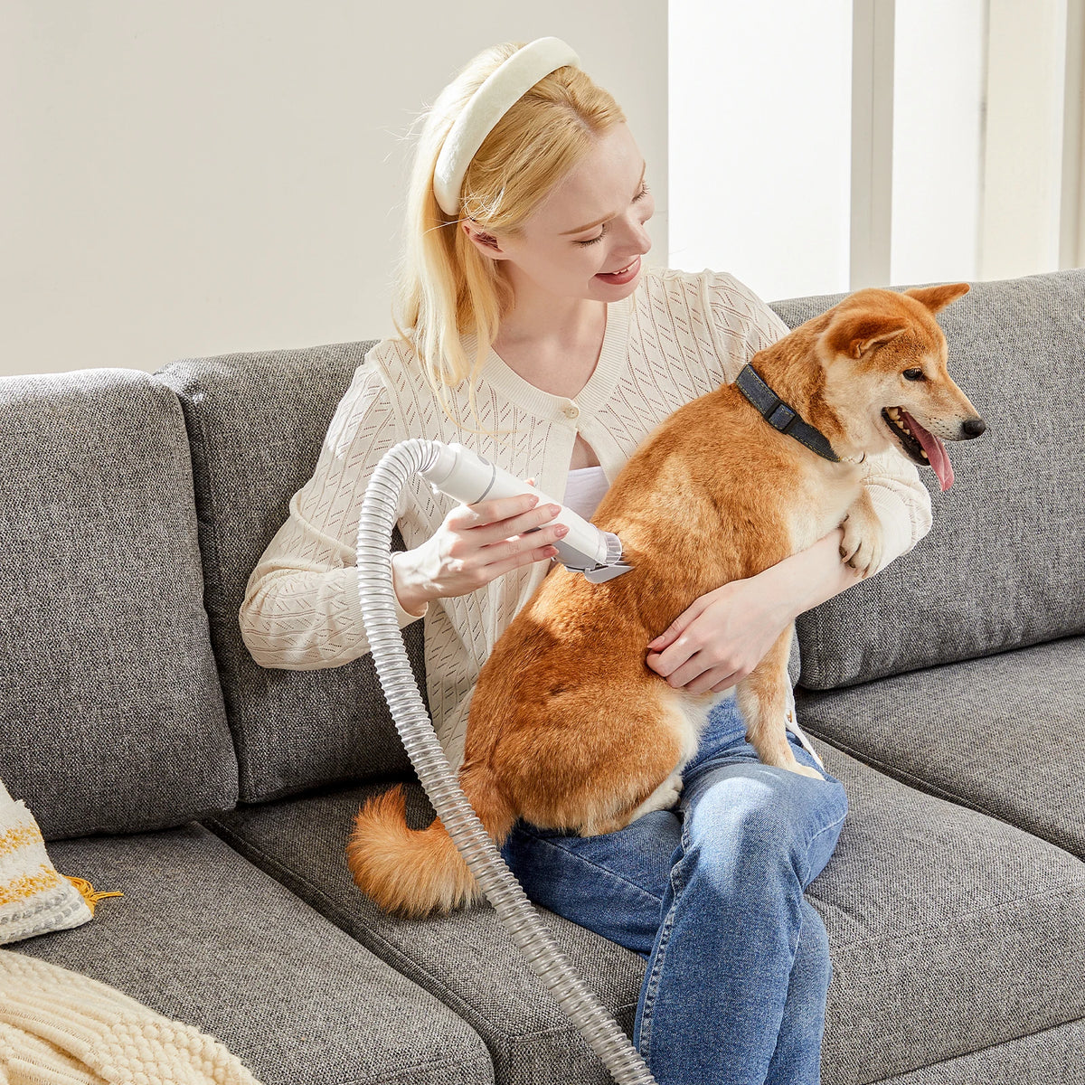 Sweetcrispy Pet Grooming Clipper Vacuum Kit Cordless Low Noise Shaver