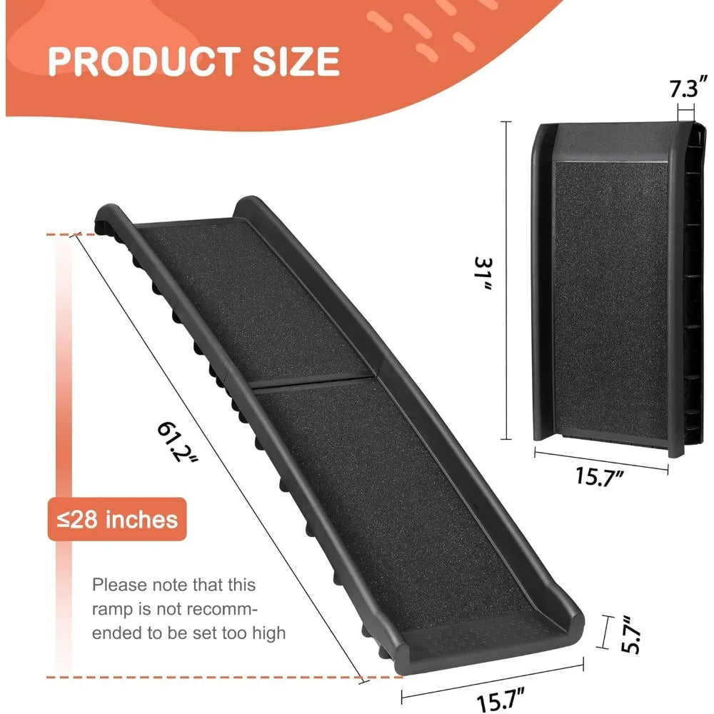 Premium Folding Pet Ramp For Vehicles With Raised Side Rails