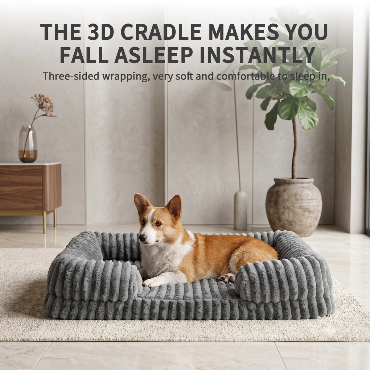 Dog Sofa Bed, 41.3" Washable Pet Couch Bed with Removable Cover, 3D Egg Foam Dog Bed, Soft Plush Dog Mattress for Small Medium Large Dogs and Cats