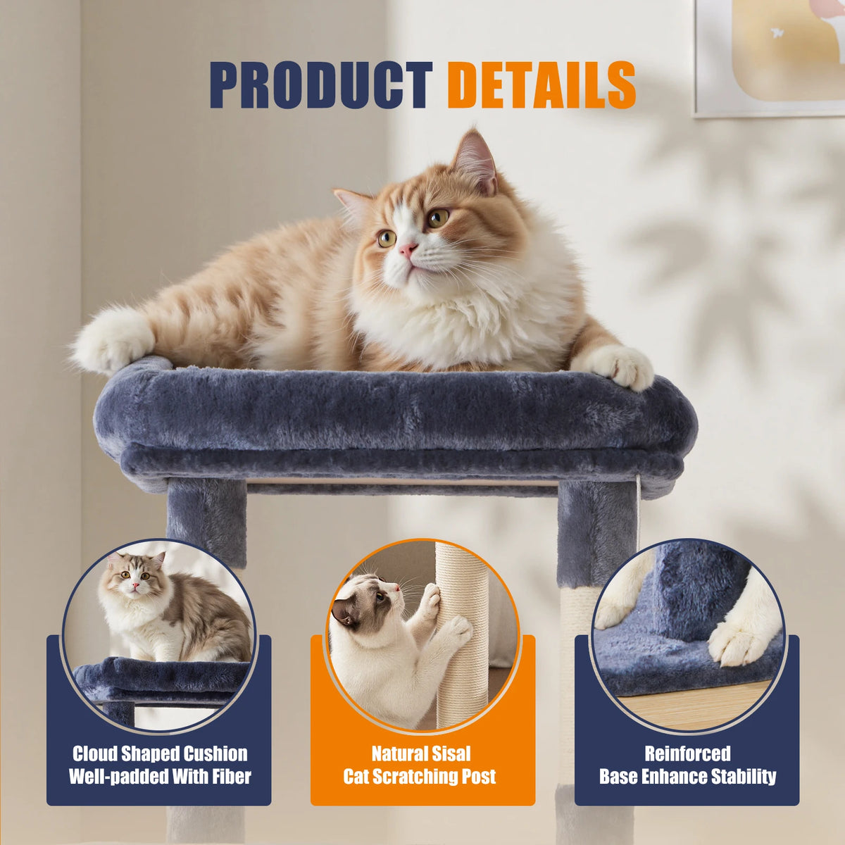 JHK Multi Tier Cat Tree Tower With Natural Sisal Posts