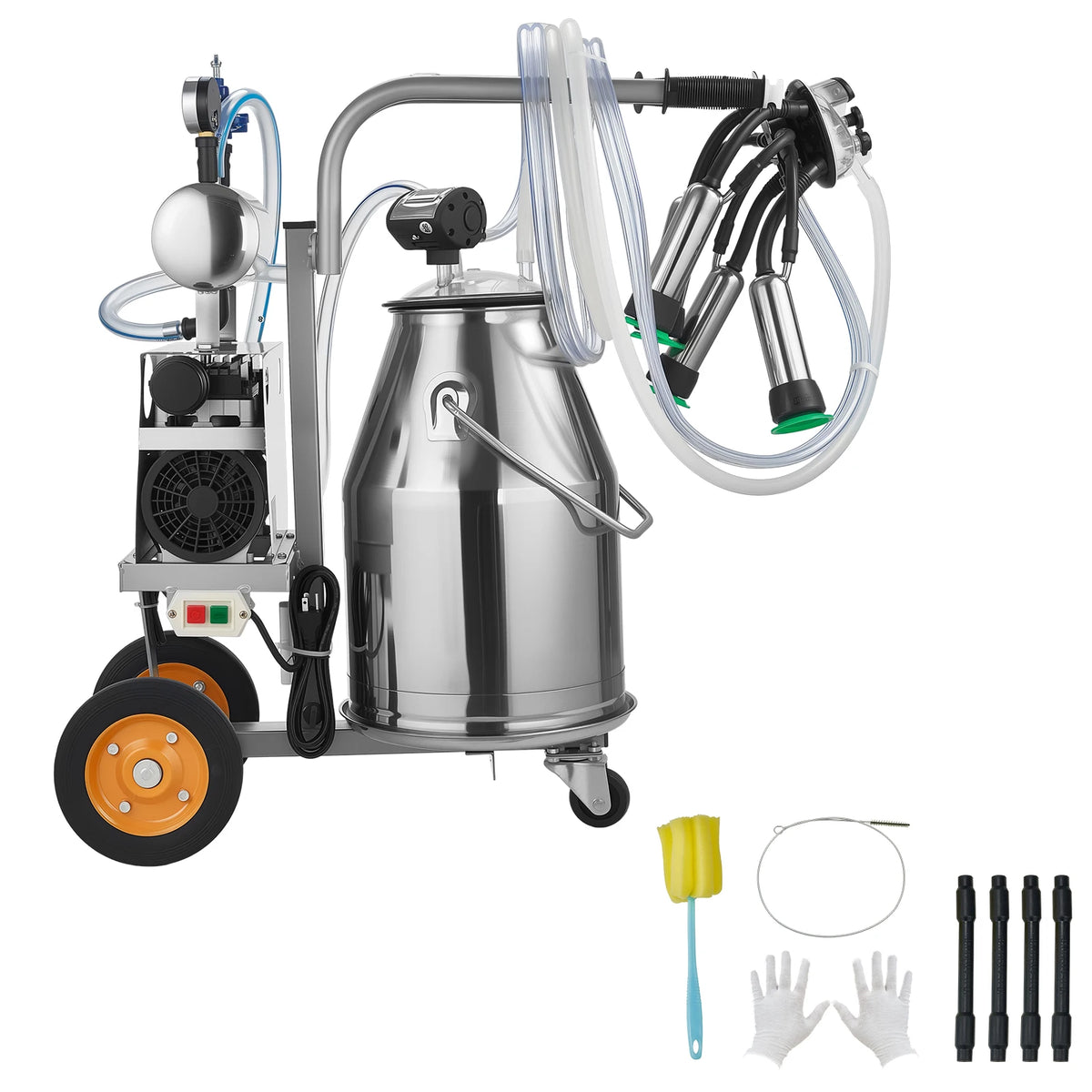SucceBuy Electric Cow Milking Machine Stainless Steel Bucket