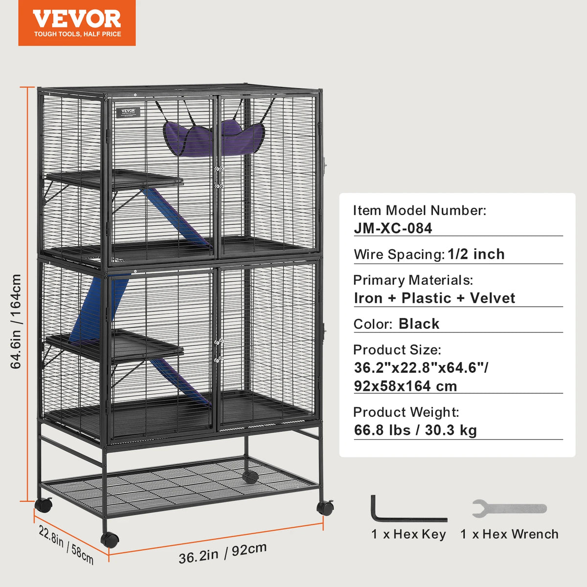 SucceBuy Four Tier Rolling Metal Cage For Small Pets